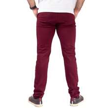 Urban Zone Jeans Men's Slim Fit Casual Twill Pants With Elastane - 酒紅色 - 查看 4