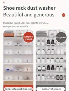 Organizador de Zapatos de  3,4,5,6,7 Niveles con Cajones Transparentes y Detalles Negros - Armario para Calzado Antipolvo, Duradero con Ruedas para Hogar, Dormitorio, Oficina o Cocina, Solución Versátil de Almacenamiento, Diseño Moderno y Construcción Rob - 8 NIVELES - Ver 4