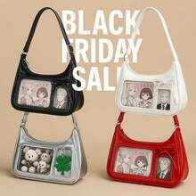 Y2k Harajuku Shoulder Bag Women Korean Transparent Ita Bag School Crossbody Bag Female Japanese Designer Preppy Handbag Purse - 紅色 - 查看 4