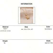 1pc Copper & Cubic Zirconia Plum Blossom Shaped Rotatable Women's Fashion Necklace - Hồng - Xem 5