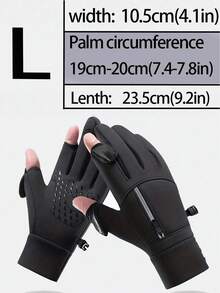 一双男女通用保暖手套，防水防风，支持触屏操作，带拉链口袋/透气网布/防滑硅胶/翻指设计/防丢扣，适合滑雪、钓鱼、骑行等寒冷天气下的户外运动，是理想的万圣节和圣诞节礼物，黑色男女通用冬季户外运动保暖手套 - 黑色 - 查看 14