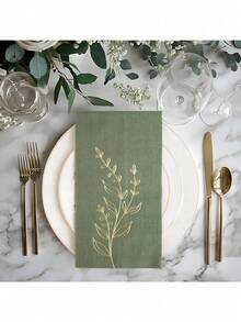 20 piezas de servilletas desechables de papel de 2 capas con estampado de hojas verdes grandes, tamaño 40 x 33 cm, adecuadas para bodas, fiestas, vacaciones, cumpleaños, decoración de aniversarios, suministros para fiestas - multicolor - Ver 2
