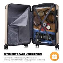 YONSLY 4-Piece Wheeled Suitcase Set With 360° Wheels, Combination Lock, Robust Double Zipper, Mesh Pocket, Soft Rubber Handle, 16/20/24/28 Inch Trolley Suitcase, Hard Shell Carry-On Luggage Set (4-Piece Set, S, M, L & XL) - 象牙色 - 查看 6