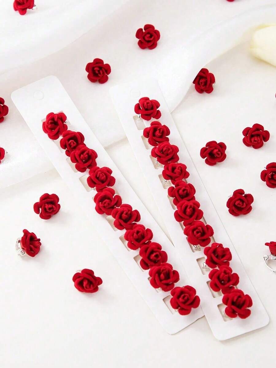 10 piezas Pinzas para el cabello con rosas, accesorios de cabello versátiles para niñas, accesorio para fotos de primavera (sin tarjeta de papel)