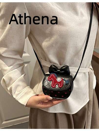 新款韩版可爱儿童小马蝴蝶结装饰时尚休闲百搭单肩斜挎包