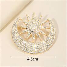 1件畅销全镶钻防滑日月胸针，奢华小众新款胸针花朵 - 彩色 - 查看 8