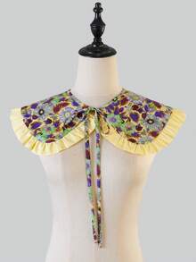 1pc New Versatile Floral Elegant Lace Collar Detachable Dickey Shawl - Yellow - View 9