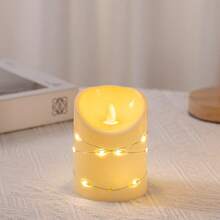 1个塑料斜角无焰LED蜡烛，蜡面逼真烛光，高端氛围装饰，适用于圣诞节、情人节、家居、厨房、浴室、台灯 - 燈串黃色 - 查看 6