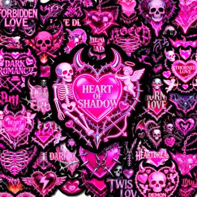 50 PCS Pink Gothic Stickers, Dark Skeleton Angel Vinyl Decals For Water Bottles, Laptops, Phone Cases, Skateboards, Journals, Cool Aesthetic Decor For Teens, Adults, Punk Emo Fans, DIY Crafts, Scrapbooking, Gift For Alternative Style Lovers