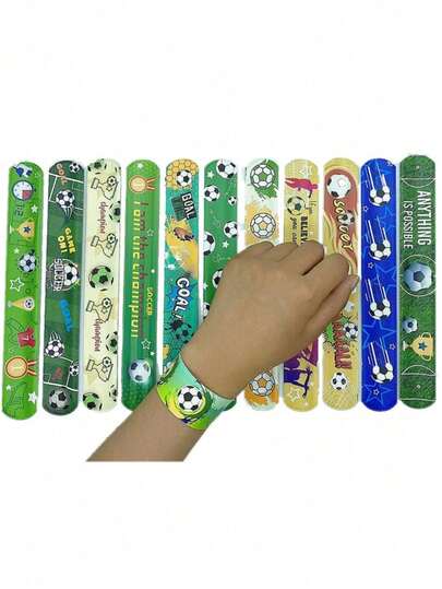 24pcs, Football Slap Bracelet 12 Styles Football Match Series Send Opponents Ring Birthday Gift Ball Party Holiday Party Accessories Holiday Party Gifts