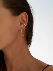 1 Pair Women's Plain C-Shape Element Copper Ear Cuff Earrings - Yellow Gold - View 2