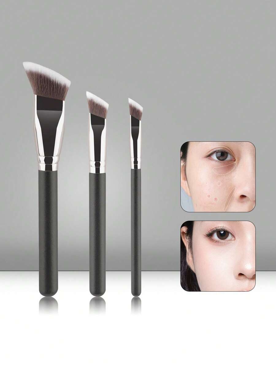 1/3pcs Angled Liquid Powder Contour Makeup Brushes Cream Blush Liquid Foundation Blending Brush Angled Professional Beauty Tools