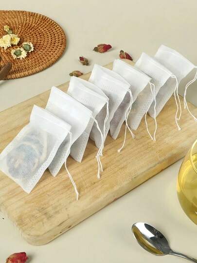 Disposable Drawstring Tea Bags - Non-Woven Fabric Tea Filters - Convenient No-Residue Tea Brewing, Non-Woven Drawstring Tea Bags, Tea Bags/Herb Bags/Soup Bags, Tea Brewing Cooking Kitchen Tools, Drawstring Closure Tea Bags - Non-Woven Herb Filters