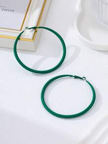 Retro Fashion Sprayed Green Hoop Earrings, Versatile Jewelry Design Gift For Women - Green - View 5