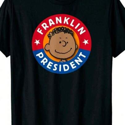 Peanuts Franklin For Presidnt T-Shirt Classic Cartoon Political Graphic Tee