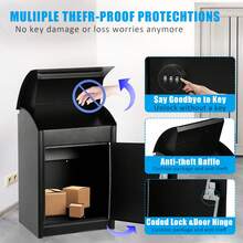 Extra Large Mailbox For Parcel, Wall Mounted Lockable Delivery Box, Parcel Drop Box With Anti-Theft Baffle - A - View 6