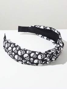 1 Stück schwarzes Satinfabrik bedrucktes verknotetes Haarband Haaraccessoire, geeignet für Alltag, Urlaub, Party, Muttertagsgeschenk Haarband Haarreifen - Verschiedenfarbig - Übersicht 3