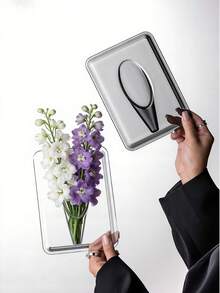 yeefeeco 1 Acrylic Photo Frame Vase, Desktop Flower Arrangement, Home Art Ornament, Transparent Square Vase - Simple Transparent Color, Durable Acrylic Material, Suitable For Flower Display In Living Rooms And Dining Tables, No Need For Electricity Hydroponic Plant Vase, Home Decoration Transparent Vase, Minimalist Glass Vase Square Vase For Flower Weddings, Home Decoration Transparent Glass Vase, Minimalist Glass Vase Cylindrical Vase For Flower Weddings - Acrylic Vase - View 5
