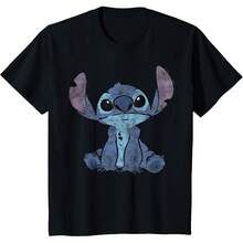 LILOS & STITCHS Distressed Stitch Portrait T-Shirt, Men, Black,  Girls Clothes,Boys Clothes,Tops For Women,Tops For Men,Summer Clothes,Summer Tops,Funny T Shirts,Graphic Tee,Black Tops,Holiday Outfits For Women,Summer Holiday Outfits - Black - View 8