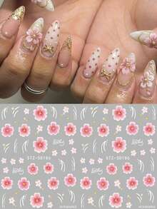 2 miếng dán hoa anh đào 5D nổi chủ đề biển, trang trí móng tay, phụ kiện hoa cho mùa xuân và mùa hè. - Nhiều màu - Xem 3
