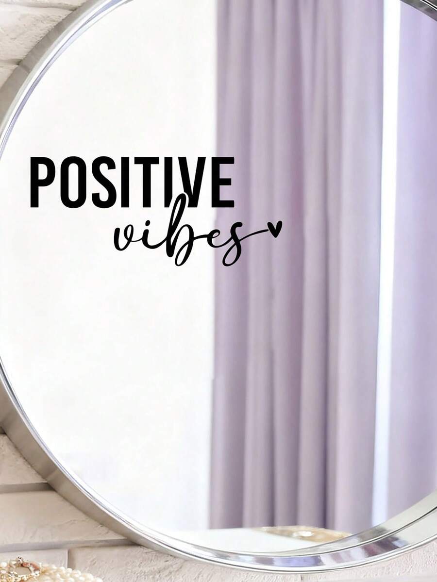 1 pieza [Adhesivo de espejo motivacional] Calcomanía de vinilo de vibraciones positivas - Perfecto para baño, espejo de vestir, puerta, ventana y pared