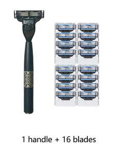 男士手动剃须刀，三层锋利不锈钢刀片，金属防滑手柄，兼容 MACH 3，带防滑手柄，高端经典日常男士剃须工具 - 安全剃刀 - 查看 8