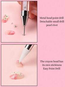 Crystal Handle Rhinestone Picker Tool, Double-Ended Dotting Pen, Suitable For Nail Art And Jewelry Setting - Multicolor - View 4
