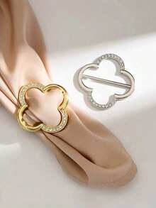 1/3件套女士金属衬衫领夹、围巾夹和皮带扣时尚配饰套装，时尚胸针 - 彩色 - 查看 4