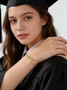 Custom Graduation Name Bracele,Graduate Cap Pendant,Graduation Gift,Back To School Gift,Class Of 2025 Bracelet,College Graduation Favors - Thick Chain - View 6