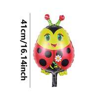 10pcs 41cm Mini Cute Ladybug Cartoon Aluminum Foil Balloons, Suitable For Summer Party Decoration - View 3