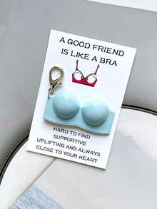 1/6件装趣味胸罩钥匙扣，内含“好朋友就像胸罩”口袋拥抱卡，树脂材质，独特鼓励卡，全年以有趣积极的方式传递快乐——生日、毕业、返校，以及送给闺蜜的独特鼓励卡——独一无二的礼物 - 彩色 - 查看 11