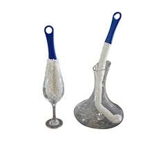 Maydahui - 2 cepillos de limpieza flexibles para botellas de vino para decantadores de vino copas vasos de cristalería 1 corto + 1 largo - Azul - Ver 4
