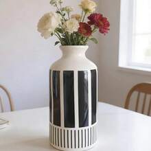 Ceramic Vase With Black Stripes, Simple Vase For Party Decoration - Western-style Bottle - View 12