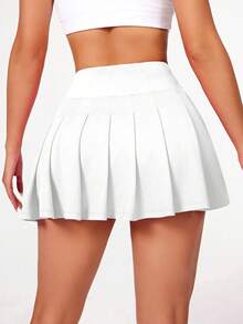 Women's High-Waisted Ruffled Short Skirt For Fitness, Gym, And Comfort In Supplex Fabric - White - View 4