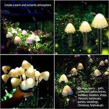Luci da giardino a energia solare a forma di fungo, 20 LED, 8 modalità, IPX4 impermeabile, picchetti decorativi da esterno per cortile, terrazza, Pasqua, compleanno e illuminazione d'atmosfera per le festività - luce bianca calda - Visualizzare 6