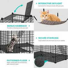 4-Tier Cat Cage Indoor Enclosures - 26 Panles DIY Cat Playpen Metal Wire Kennel Crate W/Extra Large Hammock For 1-2 Cats Small Animals - 41"L X 28"W X 55"H - View 4