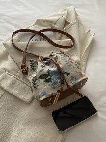 女士手提包，新款时尚印花水桶包，个性化户外休闲单肩斜挎包 - 彩色 - 查看 3
