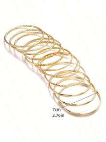 12件套欧式朋克风金色手链，欧式时尚波西米亚合金手链，适合复活节、派对、生日礼物 - 查看 4