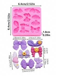 1pc Pink Liquid Silicone Material Silicone Mold, Bowknot Shaped Silicone Mold, Resin Jewelry Accessories Mold, Suitable For Making Resin Jewelry Accessories, Headwear, Hollow Out Clogs, Phone Cases And Other Decorative Accessories - Bow - View 3