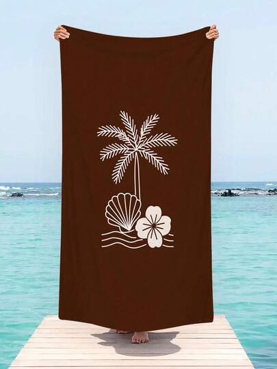 1pc Ultra Soft Beach Towel With Palm Tree Pattern, Suitable For Beach, Pool Party, Vacation - Beach & Pool Accessories