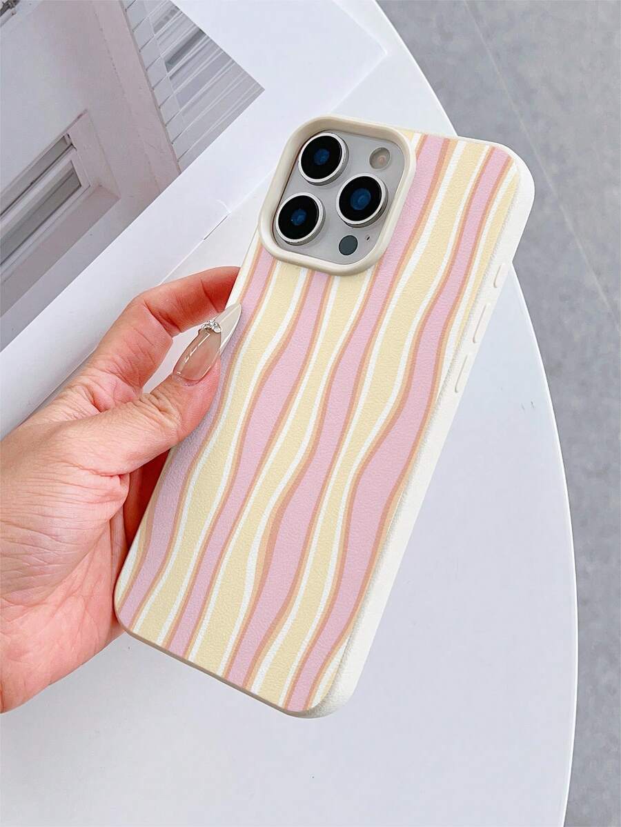 1 chiếc ốp lưng điện thoại TPU chống sốc màu be giả da với họa tiết sọc vàng thời trang in UV, phù hợp với 7/8/7PLUS/8PLUS/X/XS/XR/XSMAX/11/11PRO/11PROMAX/12/12PRO/12PROMAX/12MINI/13/13PRO/13PROMAX/13MINI/14/14PRO/14PROMAX/14PLUS/15/15PRO/15PROMAX/15PLUS/16/16pro/16promax/16PLUS/17/17pro/17promax/AIR - Nhiều màu - Xem 1