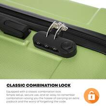 YONSLY 4-Piece Wheeled Suitcase Set With 360° Wheels, Combination Lock, Robust Double Zipper, Mesh Pocket, Soft Rubber Handle, 16/20/24/28 Inch Trolley Suitcase, Hard Shell Carry-On Luggage Set (4-Piece Set, S, M, L & XL) - 果綠 - 查看 3