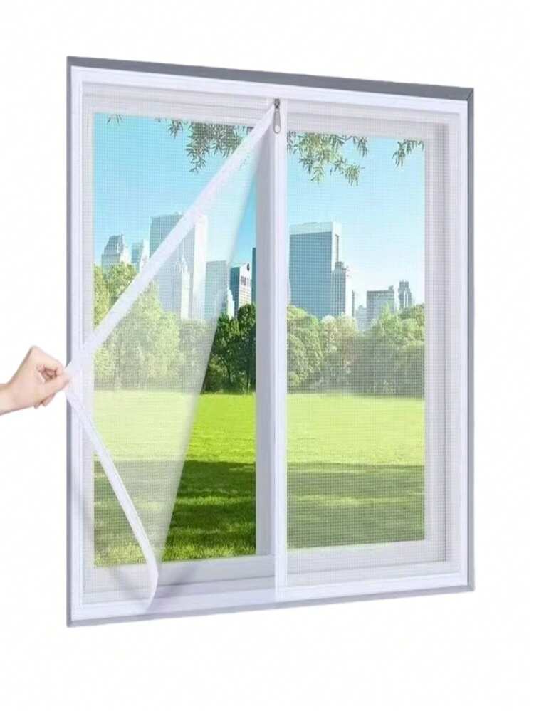 White Self-Adhesive Zipper Screen Window, Mosquito Proof, Can Be Reused Repeatedly - White Zippered Window Screen - View 62