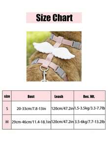 HUITAIYANG 四季宠物牵引绳套装（2件装），猫咪胸背带，轻便户外牵引绳，适合秋冬季节，X型胸带，狗狗胸带，天使翅膀装饰胸带，适合中小型犬猫 - 無色 - 查看 3