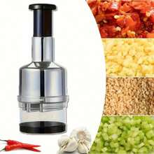 Bộ sản phẩm gồm 1 máy thái rau củ và máy ép tỏi cầm tay, với lưỡi dao bằng thép không gỉ bền bỉ, dụng cụ nghiền bằng nhựa dễ vệ sinh, tay cầm màu đen và thân máy trong suốt. Máy thái rau củ này có thiết kế hiện đại, thời trang và được vận hành bằng tay. - Nhiều màu - Xem 9