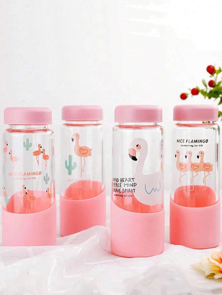 1 chiếc cốc thủy tinh hai lớp hình chim hồng hạc dung tích 500ml, dùng cho văn phòng, đựng sữa/đồ uống. - Nhiều màu - Xem 1