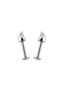 2PCS Devil Horns Earring Helix Piercing Ear Piercing Stainless Steel Ear Stud Cartilage Conch Body Piercing - Silver - View 4