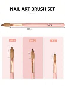3Pcs Acrylic Nail Brush Set #8/10/14 Professional Acrylic Powder Extension Nail Brushes Nail Art 3D Carving Manicure Salon Tools - Multicolor - View 4