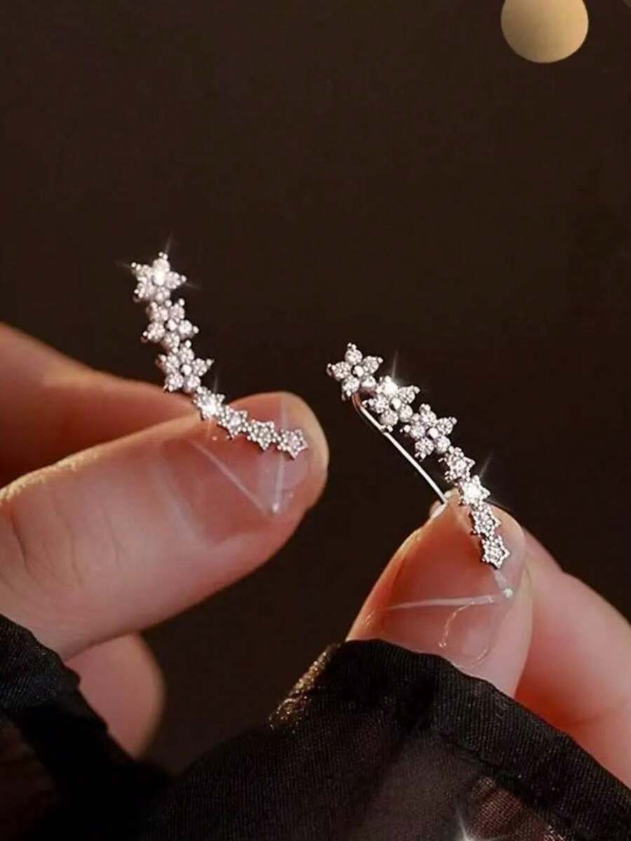 1 Pair European And American Classic Versatile Fashion One-Word Flower Seven-Star Earrings - Multicolor - View 1