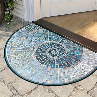1 pieza Alfombra de media luna con textura de lujo, de terciopelo de cristal, felpudo, alfombra pequeña, felpudo de bienvenida, alfombra, felpudo, felpudo para exteriores, alfombra de cocina, decoración del hogar, felpudo para la puerta principal, alfombra pequeña para área, felpudo para exteriores, decoración del hogar, alfombra de área, alfombra de jardín, alfombra lavable